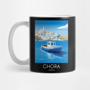 A Pop Art Travel Print of Chora Andros Island - Greece Mug